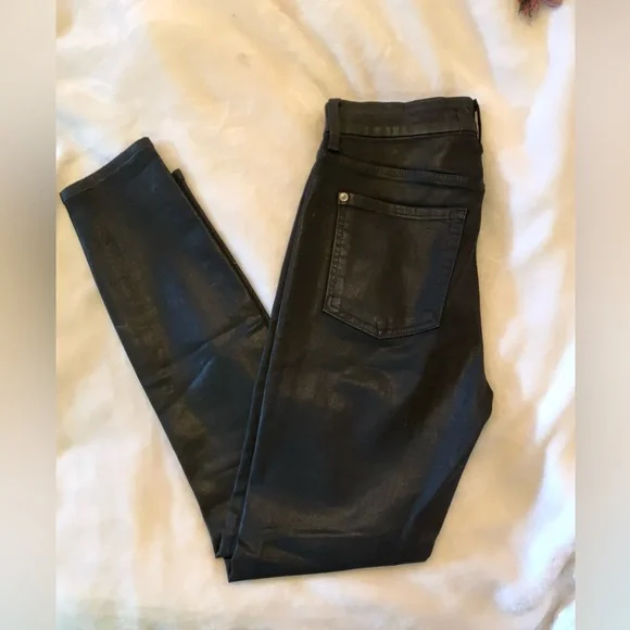 NWOT 7 FOR ALL MANKIND B(AIR) High Waisted Ankle Skinny Jean in Coated Black 27 - Picture 9 of 16